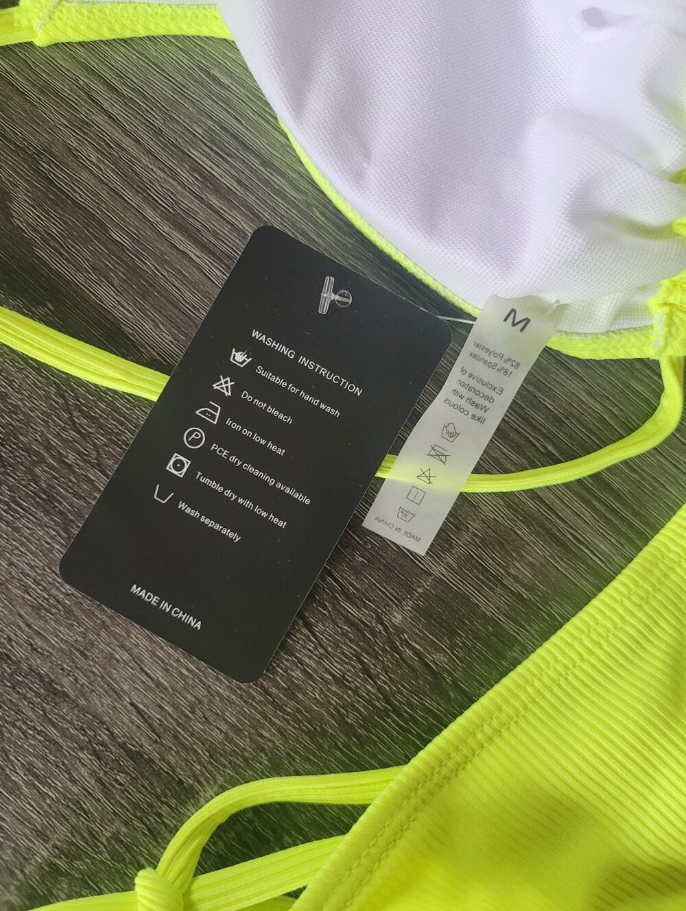 NWT Neon Yellow Ribbed String Bikini Set - Picture 4 of 4